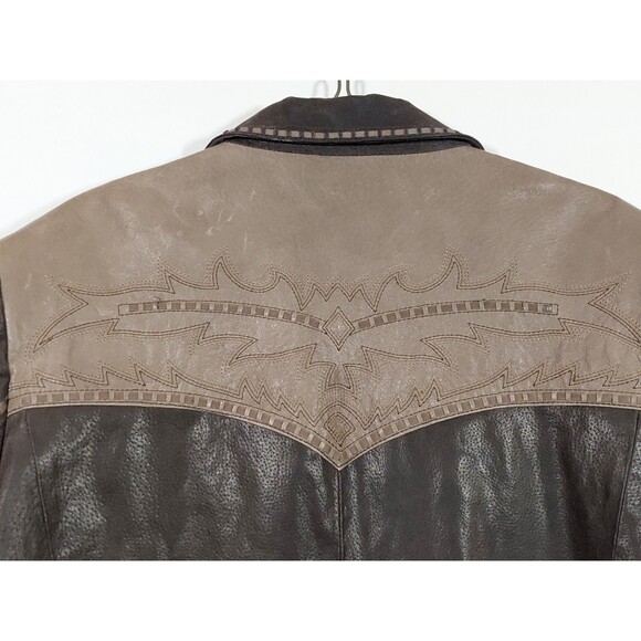 Cripple Creek Men's Genuine Leather Brown 2 Button Lined Jacket Large Western - Picture 9 of 13